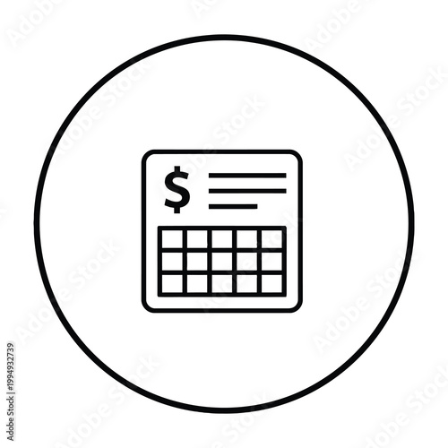 Calculator icon with dollar sign on screen