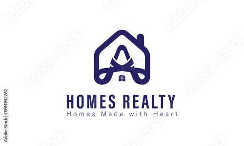 Modern Letter A Real Estate Logo Set, Minimal Monogram House Icon Collection