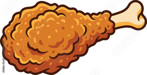 Fotografie Crispy fried chicken leg cartoon illustration for menu design