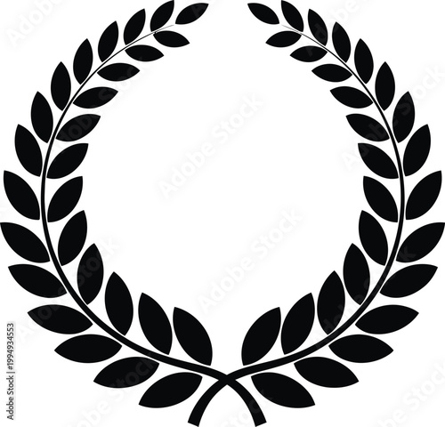 Black and white laurel wreath illustration symbol of victory and honor