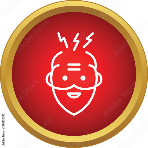 Spiritual guru icon receiving enlightened wisdom on a red button