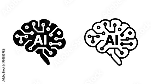 Ai brain icon with circuitry representing artificial intelligence and technology artificial intelligence