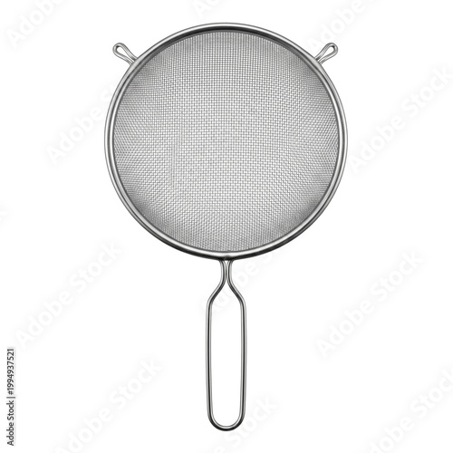 Fotografía Stainless steel fine mesh strainer on transparent background