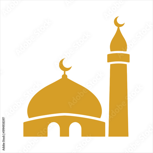 Mosque architecture with dome and minaret during religious celebration Vector Illustration Isolated on white background