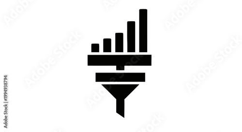 Vector illustration of data funnel icon with signal bars on a transparent background