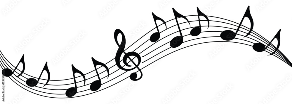 Εκτύπωση καμβά Musical Notation: A flowing line of musical notes, symbolising melody and rhythm