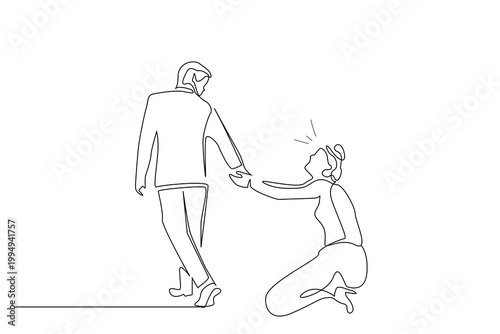 couple marriage  break up sad leave problem relationship one line art design