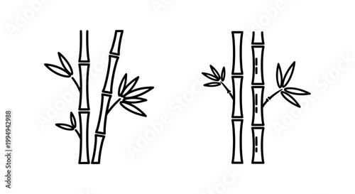 Minimalist bamboo stalks and leaves depicted as a black silhouette