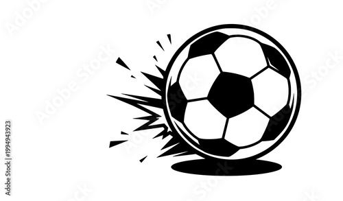 Soccer ball flying toward viewer with perspective zoom effect bold sport vector illustration
