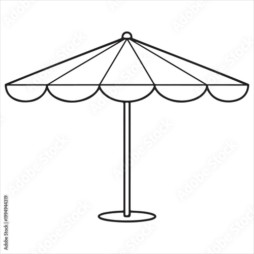 Elegant canopy umbrella with scalloped edges and central pole