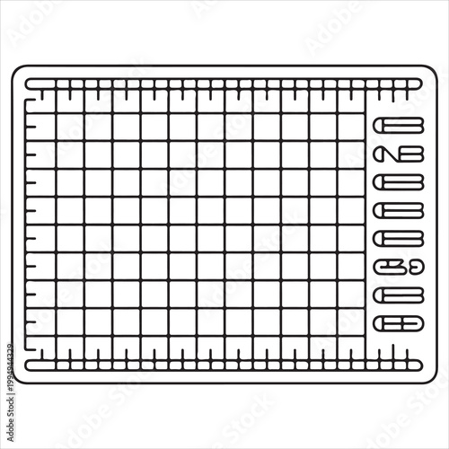 Isometric grid paper with paperclip scale reference for drafting and design