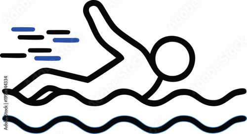 Swimming People Icons Vector