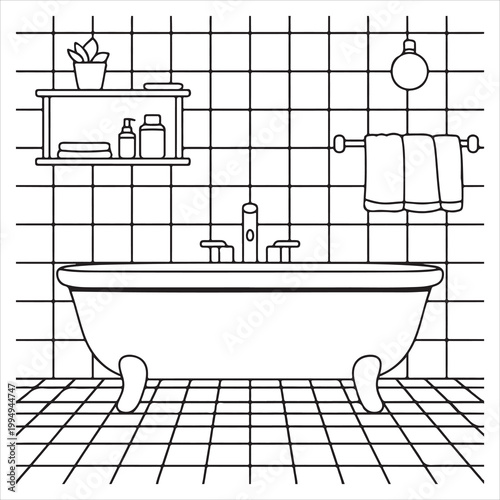 Minimalist bathroom featuring freestanding bathtub and fixtures