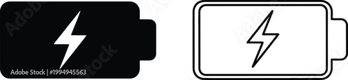 Battery Lightning Bolt Icons Vector