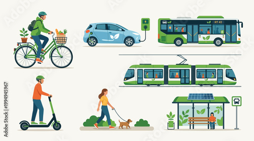 People riding bicycles and scooters outdoors.