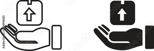 Handling with care symbols two versions of a fragile package icon