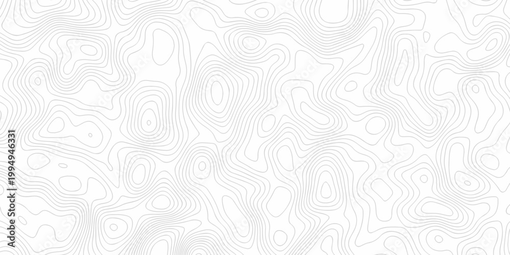 Wall Mural White topography map line geometric grid outline curve counter map wavy design