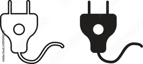 Electrical plug icons black and white line art representation of power connectors