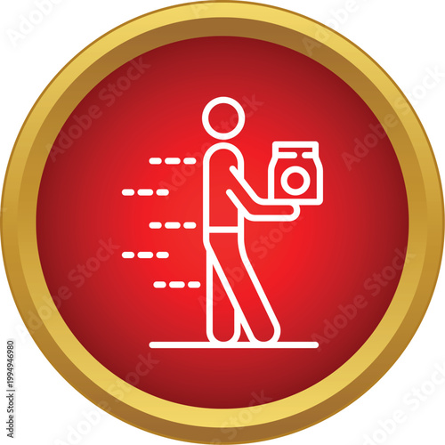 Courier delivering a take away package quickly