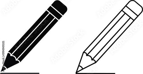 Pencils Black and White Illustration Vector