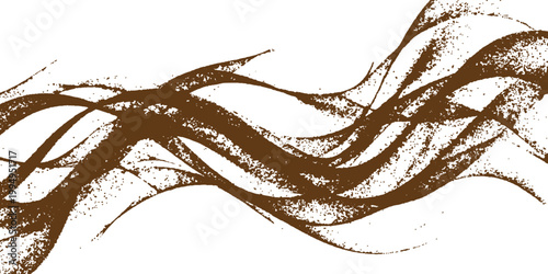Brown grunge wave background: abstract textured brush swirl lines artistic rough paint splatter dynamic motion design