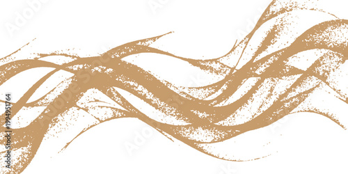 Beige grunge wave background: abstract textured brush swirl lines artistic rough paint splatter dynamic motion design