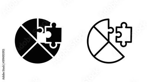 Pie chart with puzzle piece missing and another piece separate analysis strategy information