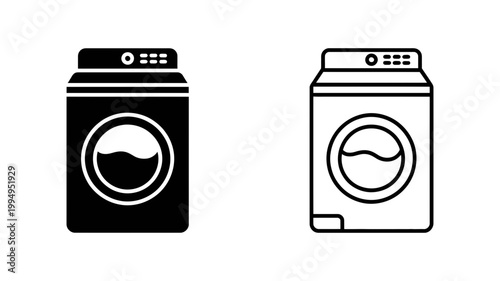 Washing machine icon with water laundry appliance vector appliance household domestic equipment clothing