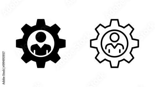 Human resources management icon with gear and person silhouette management silhouette business employee