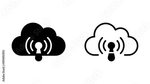 Cloud icon with keyhole and wifi signal symbolizing cloud security internet protection encryption