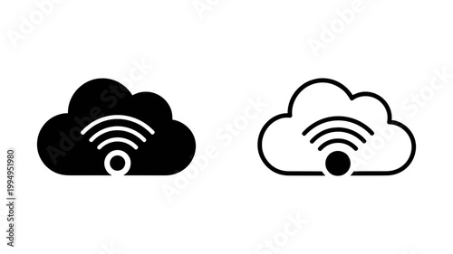 Cloud icon with wifi signal symbolizing cloud connectivity internet wireless information