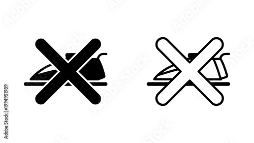 No ironing allowed symbol - cautionary laundry sign with cautionary instructions clothing prohibition