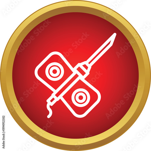 Soldering iron fixing electronic components on two circuit boards icon