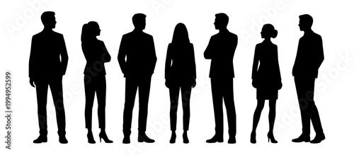 Business People Silhouettes Set Flat Vector Collection Men And Women Standing Isolated Design