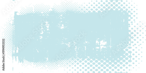 Blue grunge background: abstract halftone dots spray paint texture rough distressed splash frame modern design