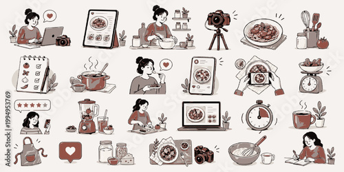 Food Blogger Pack. Recipe Content and Kitchen Media Scene Set