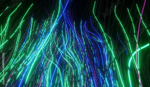 Abstract light lines, abstract background, laser light, neon colors, 3D illustration