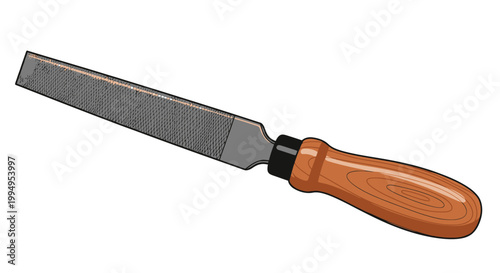 Metal File Tool with Wooden Handle for Crafting and Repair Work