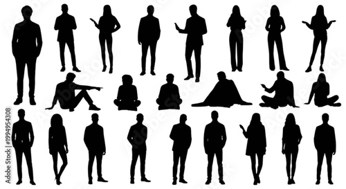 Collection of black human silhouettes
