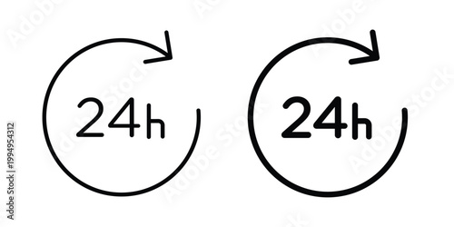 24 hours icon. glyph style icon. Stroke icons