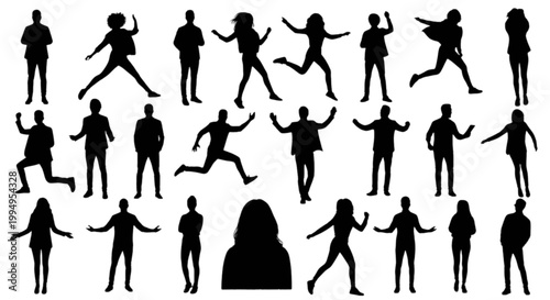 Collection of black human silhouettes