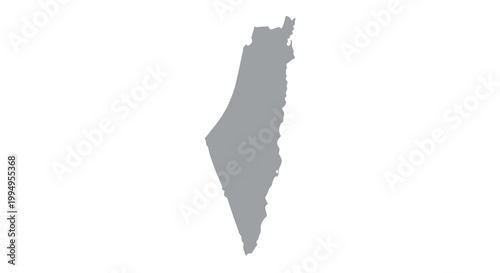 A grayscale silhouette depicts the geographical shape of israel highlighting its land boundaries and coastline high quality professional