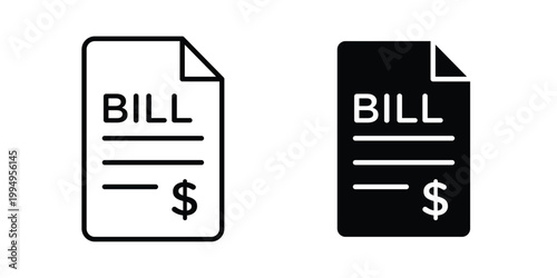 Bills icon. glyph style icon. Stroke icons