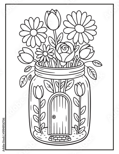 Blooming Fairy Homes coloring pages 