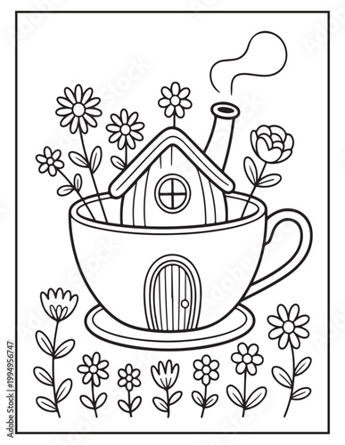 Blooming Fairy Homes coloring pages 