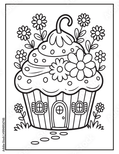Blooming Fairy Homes coloring pages 