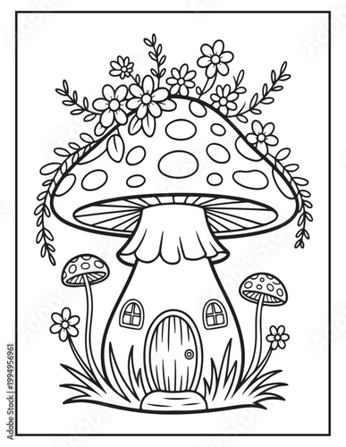 Blooming Fairy Homes coloring pages 