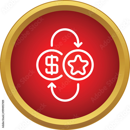 Dollar currency converting to star points in a rewards program icon