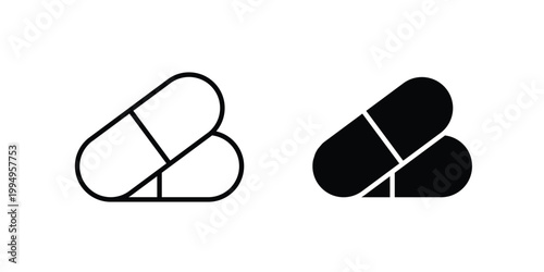 Capsule icon. glyph style icon. Stroke icons