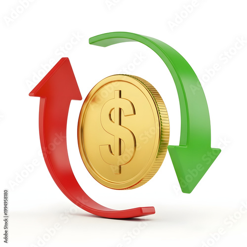 Recycling money coins with circular arrows icon Vector, illustration